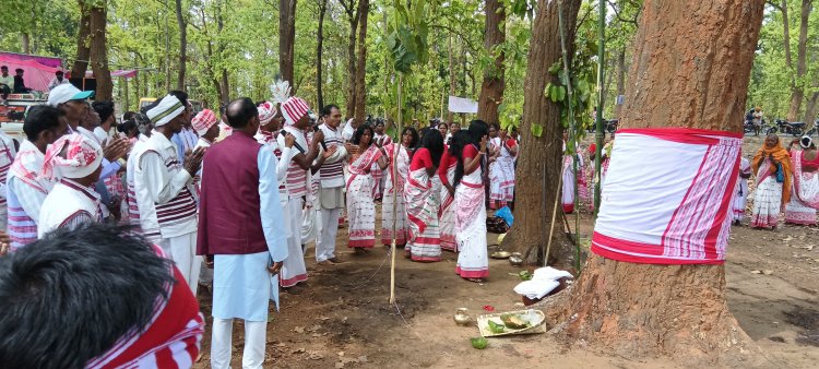 साहीडांड में प्रकृति पूजा सरहुल का हुआ आयोजन,क्षेत्र भर के हिन्दु उरांव का हुआ जमावड़ा