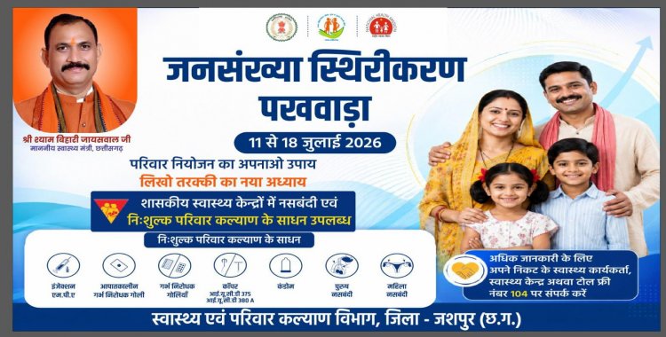 स्वस्थ परिवार की नई पहल: जनसंख्या स्थिरीकरण पखवाड़े में गांव-गांव पहुंचेगा जागरूकता का संदेश"