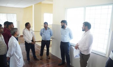 50 बेड, 4 मंजिला अत्याधुनिक क्रिटिकल केयर ब्लॉक, कलेक्टर ने फिनिशिंग कार्य का लिया जायजा