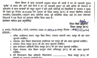 भारी बारिश की आशंका और विद्यार्थियों की सुरक्षा को देखते हुए जिला शिक्षा अधिकारी ने कलेक्टर के निर्देश पर जारी किया सभी स्कूलों की छुट्टी का आदेश कब तक छुट्टी रहेगा पुरी जानकारी के लिए पढ़ें बोलती खबर पर